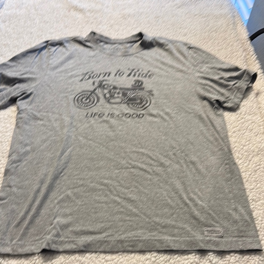 Life Is Good Gray Born To Ride Short Sleeve Tee